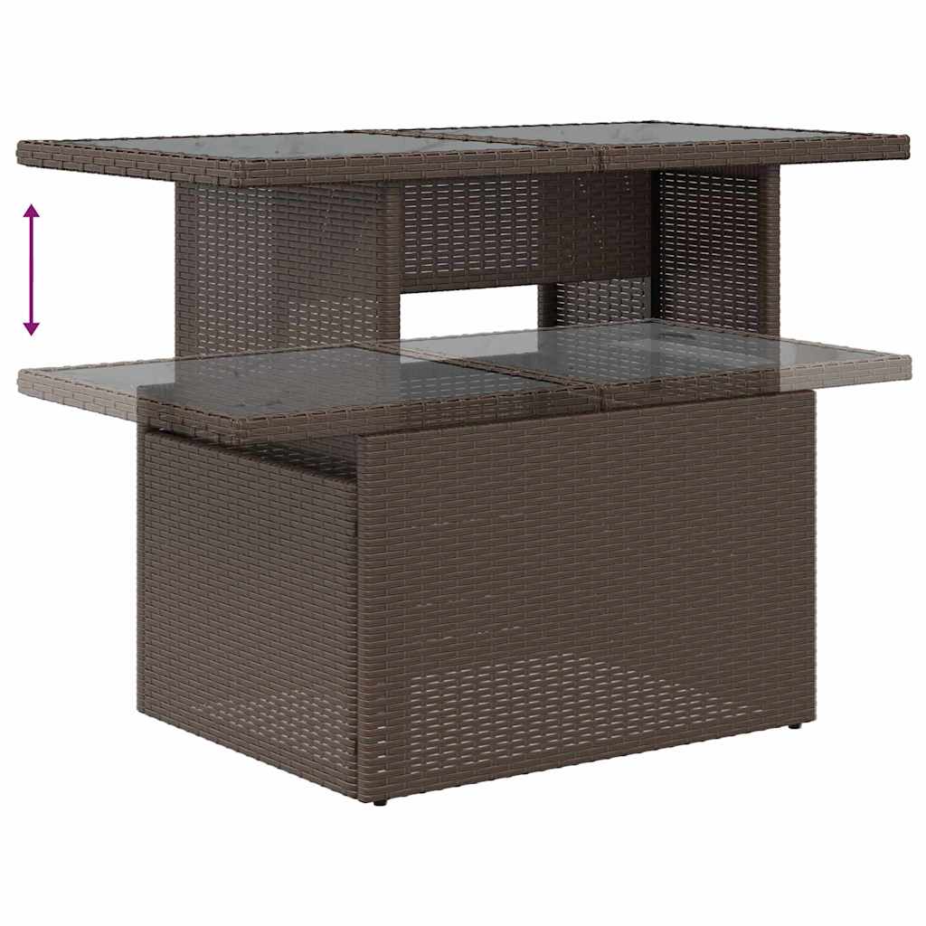 Gartensofa-set mit Speicher 11 pcs Braun und Creme Poly-Rattan