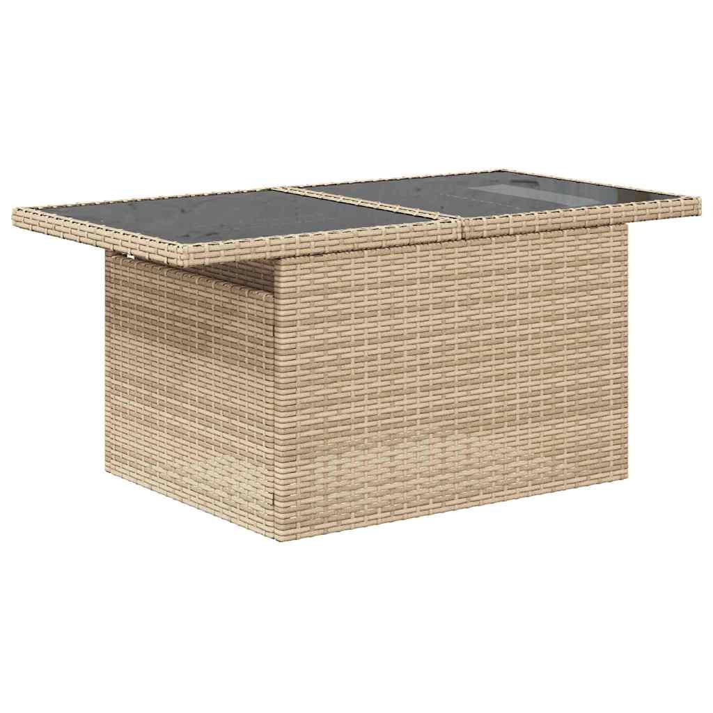 Gartensofa-set mit Speicher 11 pcs Beige und Creme Poly-Rattan