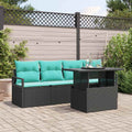 Gartensofa-set mit Speicher 5 pcs Schwarz Poly-Rattan