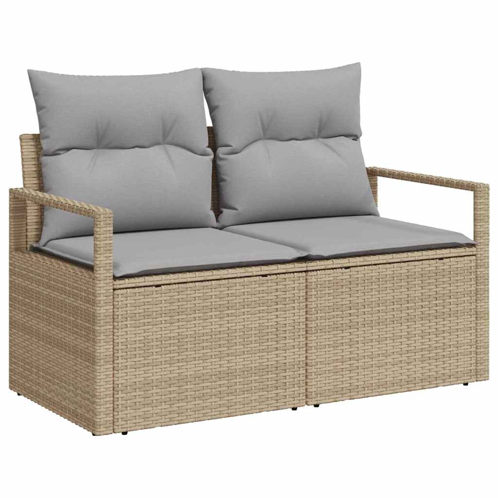 Garten-Sofa-Set mit Kissen 8 pcs Beige und Hellgrau Poly-Rattan