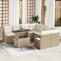 Garten-Sofa-Set mit Kissen 9 pcs Beige und Creme Poly-Rattan