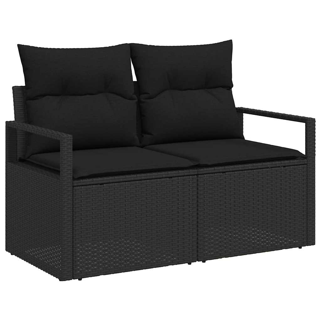 Garten-Sofa-Set mit Kissen 9 pcs Schwarz Poly-Rattan