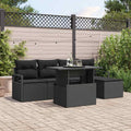 Garten-Sofa-Set mit Kissen 6 pcs Schwarz Poly-Rattan