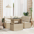 Garten-Sofa-Set mit Kissen 5 pcs Beige und Creme Poly-Rattan