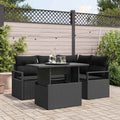 Garten-Sofa-Set mit Kissen 5 pcs Schwarz Poly-Rattan