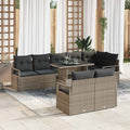 Garten-Sofa-Set mit Kissen 9 pcs Grau Poly-Rattan