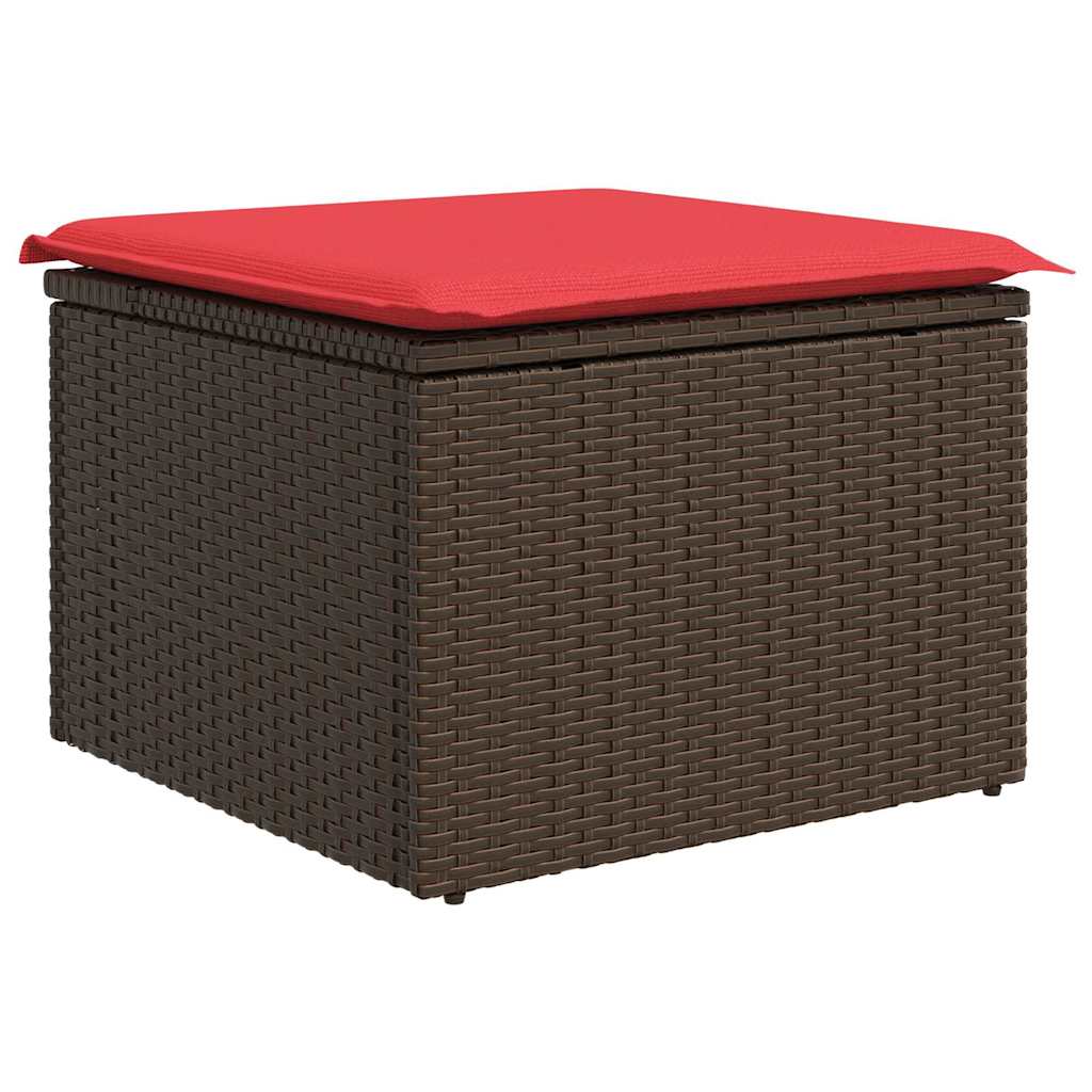 Garten-Sofa-Set mit Kissen 8 pcs Braun und Rot Poly-Rattan