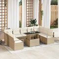 Garten-Sofa-Set mit Kissen 10 pcs Beige und Creme Poly-Rattan