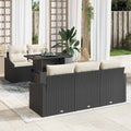Garten-Sofa-Set mit Kissen 6 pcs Schwarz und Creme Poly-Rattan