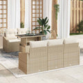 Garten-Sofa-Set mit Kissen 6 pcs Beige und Creme Poly-Rattan