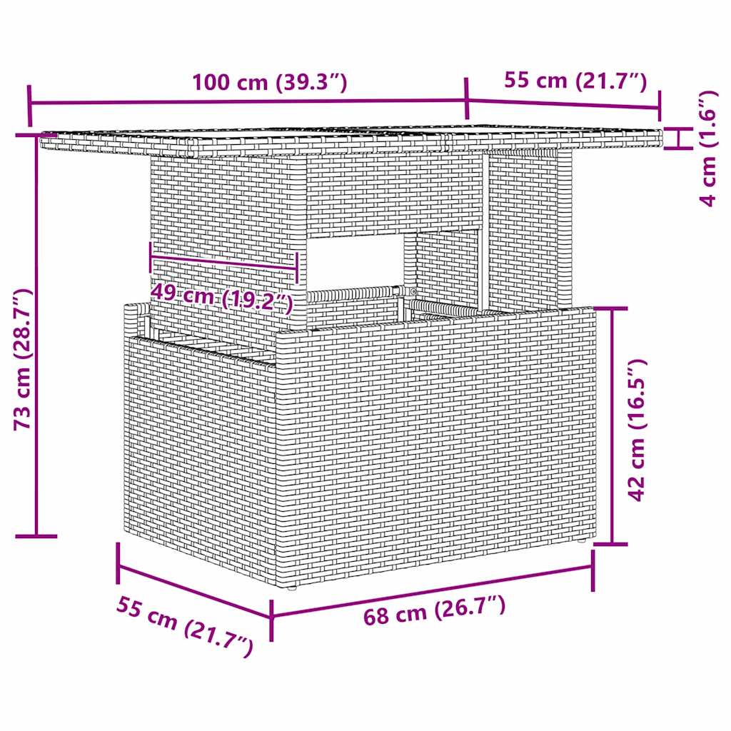 Garten-Sofa-Set mit Kissen 7 pcs Braun und Creme Poly-Rattan