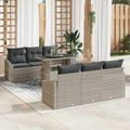 Garten-Sofa-Set mit Kissen 7 pcs Hellgrau Poly-Rattan