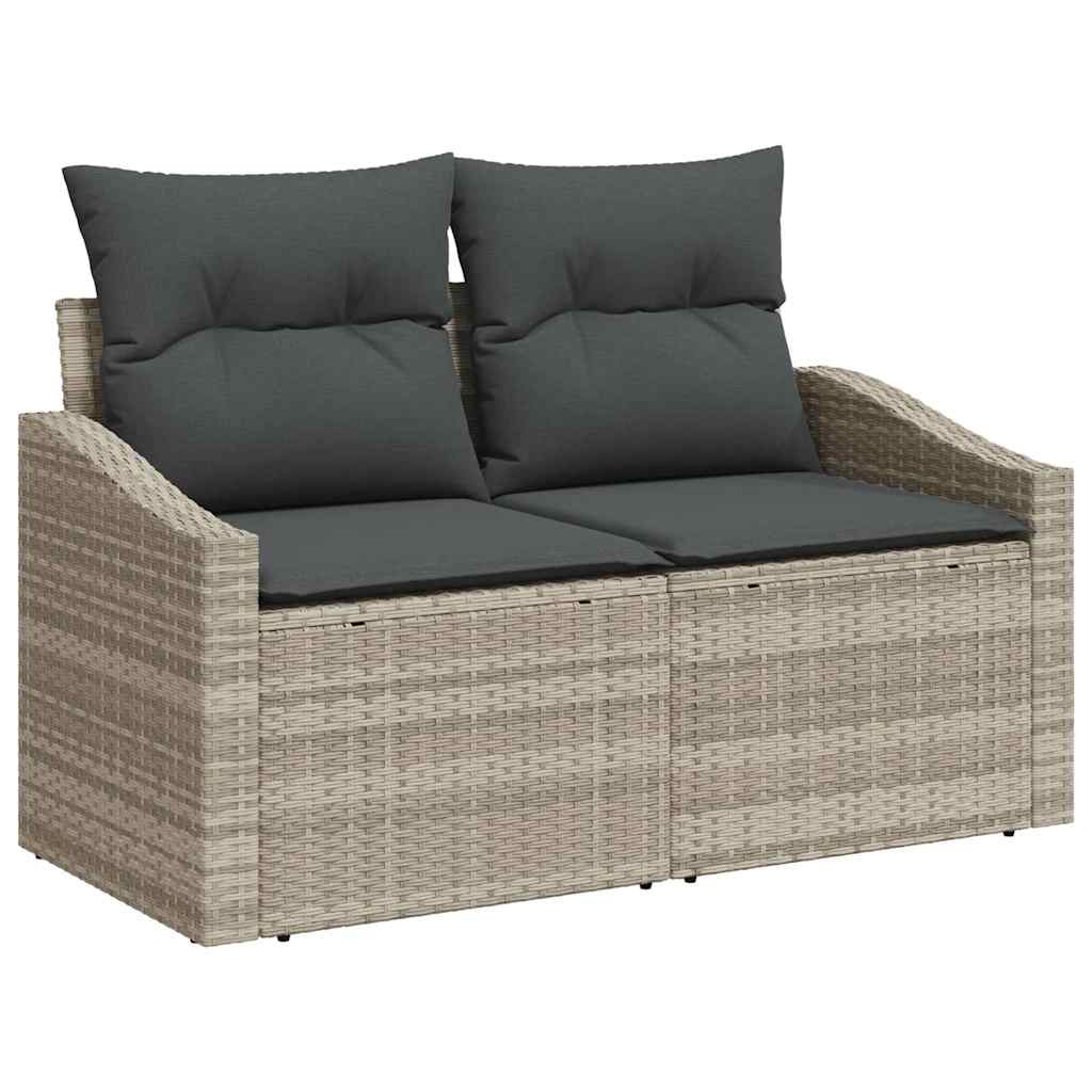 Garten-Sofa-Set mit Kissen 7 pcs Hellgrau Poly-Rattan