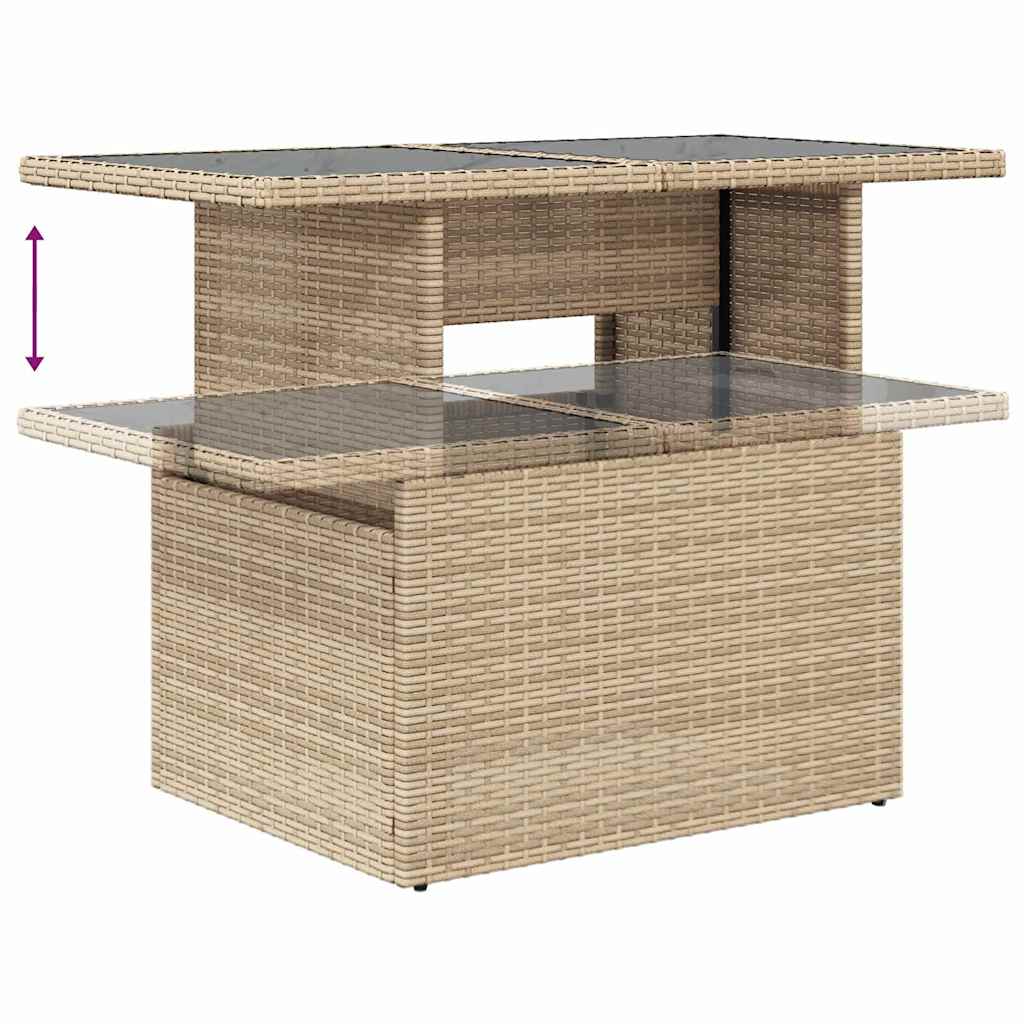 Gartensofa-set mit Kissen 8 pcs Beige und Hellgrau Poly-Rattan
