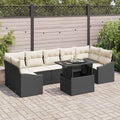Gartensofa-set mit Kissen 8 pcs Schwarz und Creme Poly-Rattan