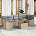 Garten-Sofa-Set mit Kissen 8 pcs Beige und Hellgrau Poly-Rattan
