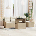 Garten-Sofa-Set mit Kissen 6 pcs Beige und Creme