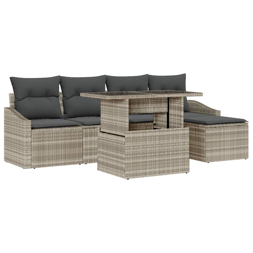 Garten-Sofa-Set mit Kissen 6 pcs Hellgrau