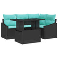 Garten-Sofa-Set mit Kissen mit Speicher 6 pcs Schwarz und Creme