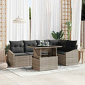 Garten-Sofa-Set mit Kissen mit Speicher 6 pcs Grau
