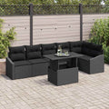 Gartensofa-set mit Kissen 7 pcs Schwarz Poly-Rattan