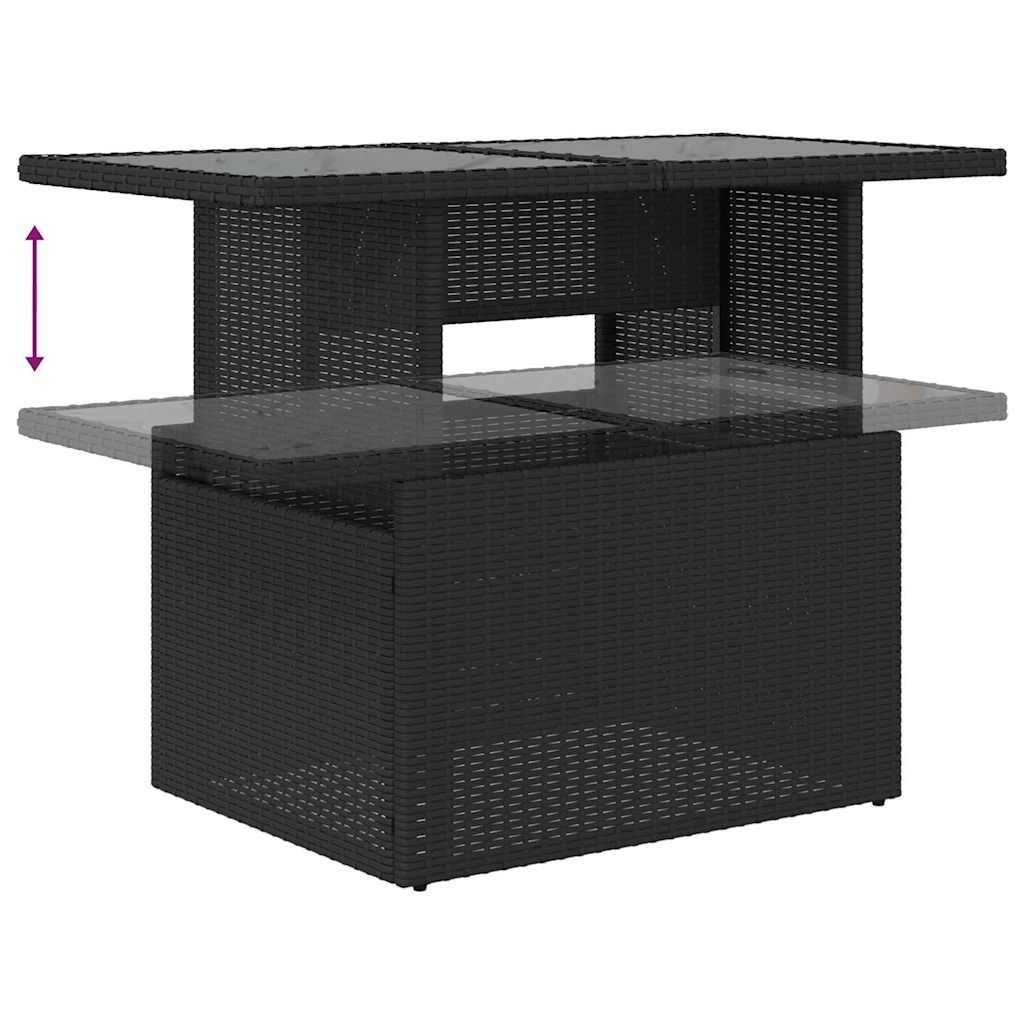 Sofa Set mit Kissen 5 pcs Schwarz und Creme Poly-Rattan