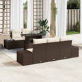 Sofa Set mit Kissen 6 pcs Braun und Creme Poly-Rattan