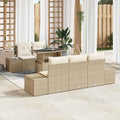 Sofa Set mit Kissen 6 pcs Beige und Creme Poly-Rattan