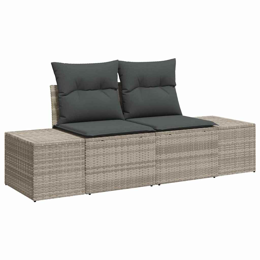 Sofa Set mit Kissen 6 pcs Hellgrau Poly-Rattan
