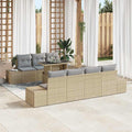 Sofa Set mit Kissen 8 pcs Beige und Hellgrau Poly-Rattan