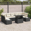 Sofa Set mit Kissen 8 pcs Schwarz und Creme Poly-Rattan