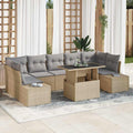 Sofa Set mit Kissen 8 pcs Beige und Hellgrau Poly-Rattan