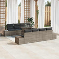Gartensofa-set mit Kissen 9 pcs Grau Poly-Rattan