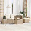 Gartensofa-set mit Kissen 6 pcs Beige und Creme Poly-Rattan