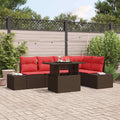 Garten-Sofa-Set mit Kissen mit Speicher 6 pcs Braun und Rot