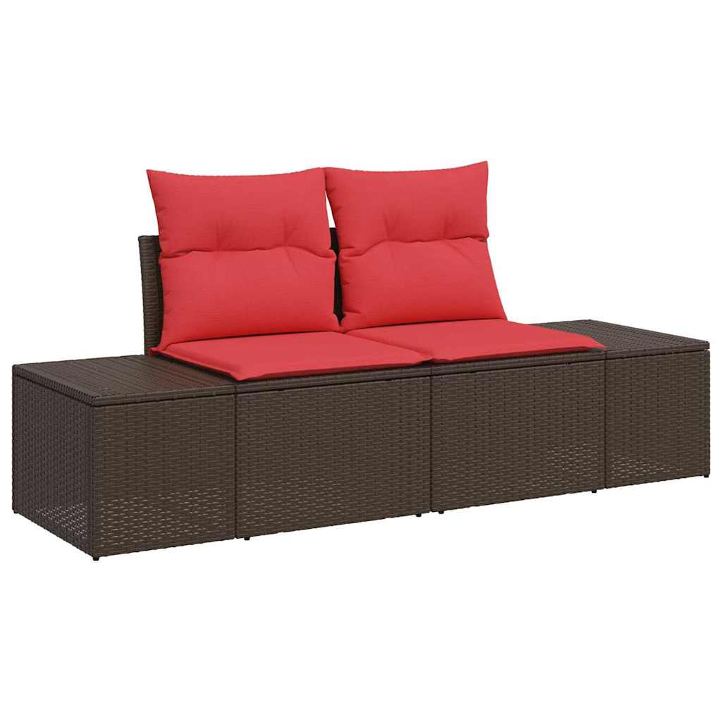 Garten-Sofa-Set mit Kissen mit Speicher 6 pcs Braun und Rot