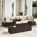 Gartensofa-set mit Kissen 9 pcs Braun und Creme Poly-Rattan
