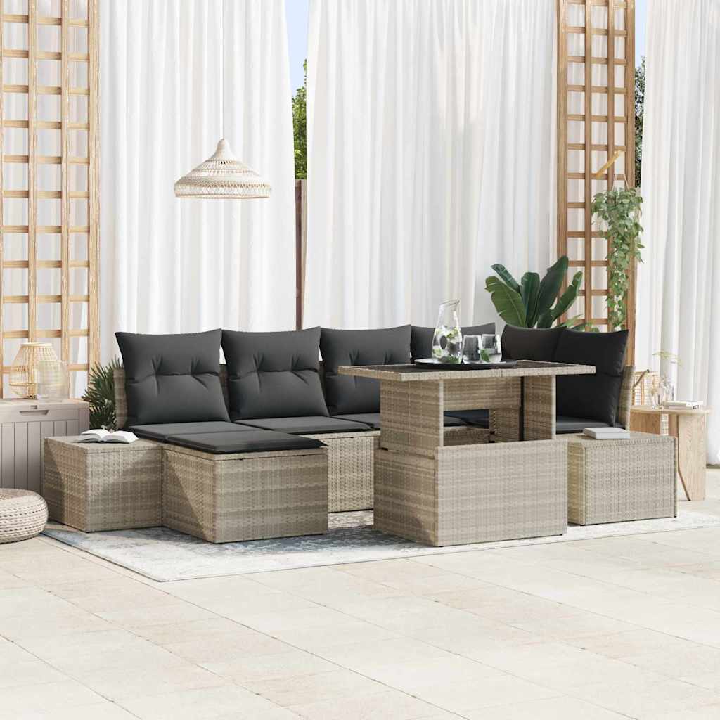 Garten-Sofa-Set mit Kissen 7 pcs Hellgrau