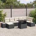 Garten-Sofa-Set mit Kissen 8 pcs Schwarz und Creme