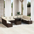 Garten-Sofa-Set mit Kissen mit Speicher 11 pcs Braun und Creme
