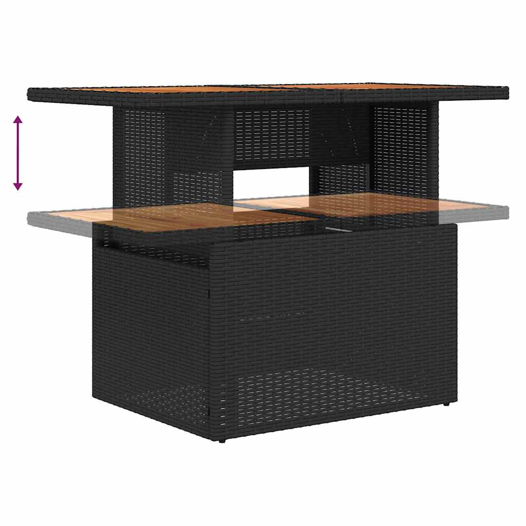 Gartensofa-set mit Kissen 5 pcs Schwarz und Creme Poly-Rattan