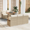 Gartensofa-set mit Kissen 6 pcs Beige und Creme Poly-Rattan