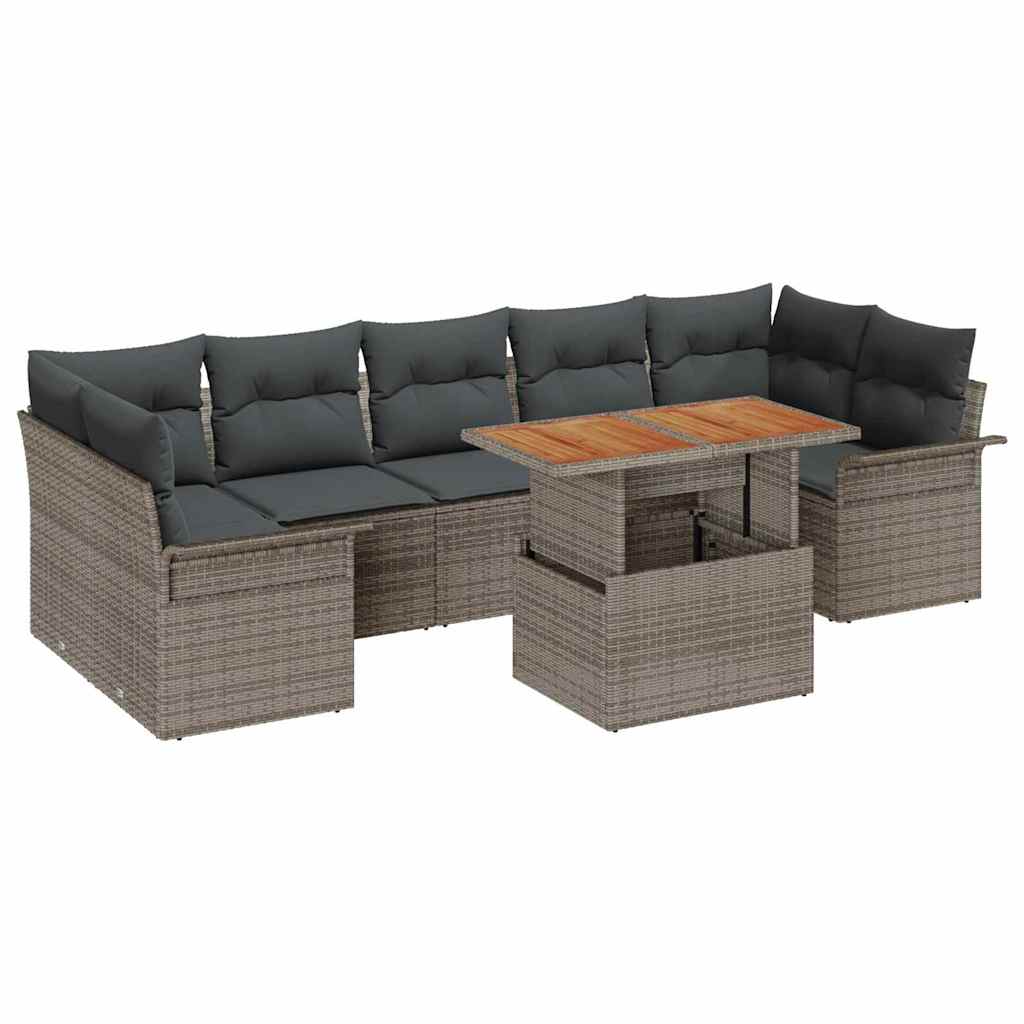 Garten-Sofa-Set mit Kissen 8 pcs Grau