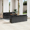 Gartensofa-set mit Kissen 7 pcs Schwarz Poly-Rattan