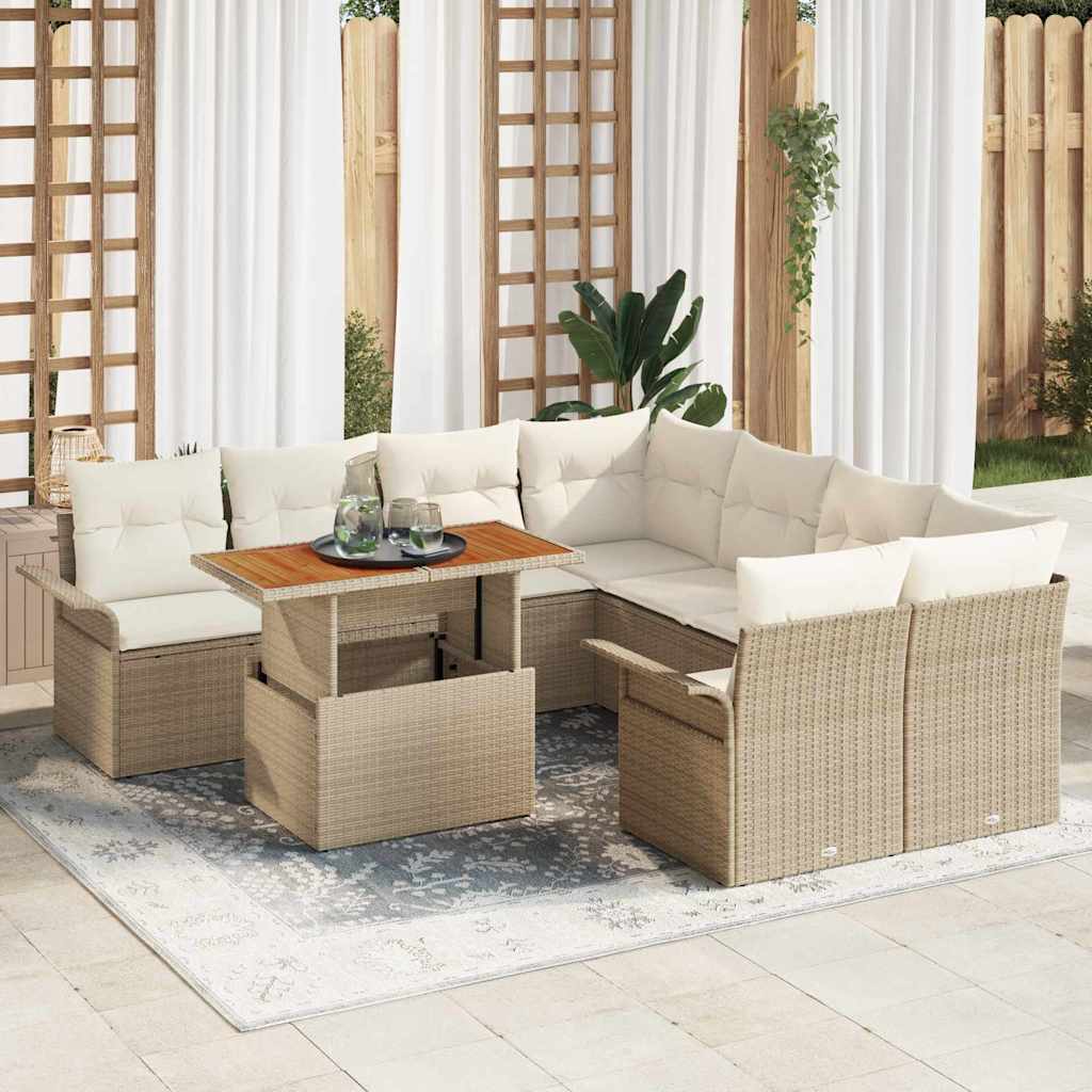 Garten-Sofa-Set mit Kissen Beige und Creme