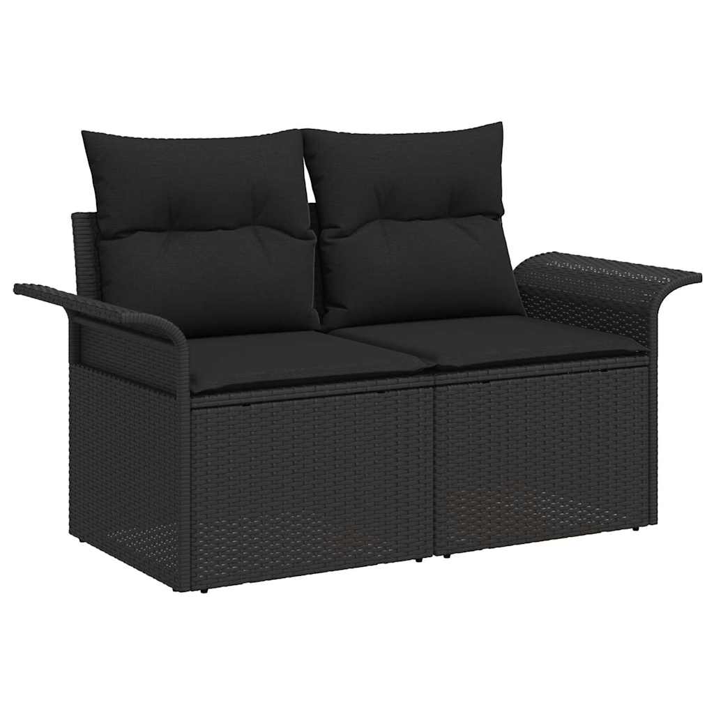 Garten-Sofa-Set mit Kissen Schwarz