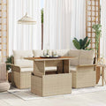 Garten-Sofa-Set mit Kissen 5 pcs Beige und Creme