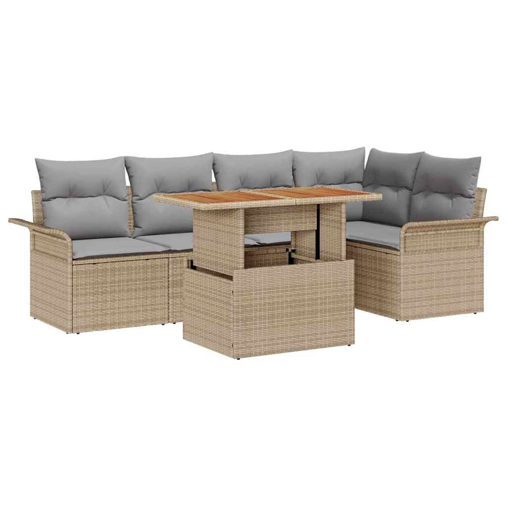 Garten-Sofa-Set mit Kissen 6 pcs Beige und Hellgrau
