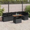 Gartensofa-set mit Kissen 7 pcs Schwarz Poly-Rattan