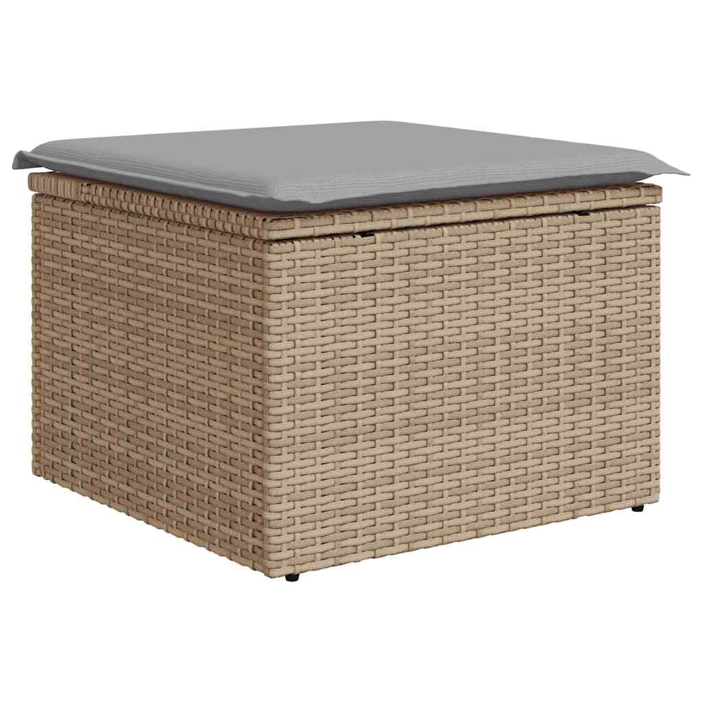 Gartensofa-set mit Kissen 7 pcs Beige und Hellgrau Poly-Rattan